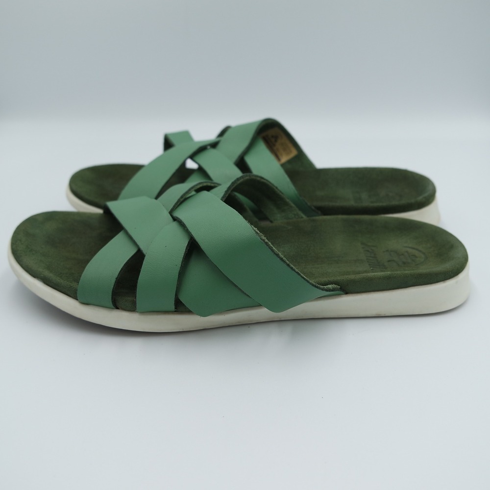 Kamik Cara Cross Women's Slide Sandals Sage Green Leather Size 7